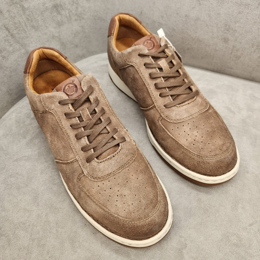 Born Sneakers Men's 10 Taupe Distressed Suede Captain Low Top Casual New $130